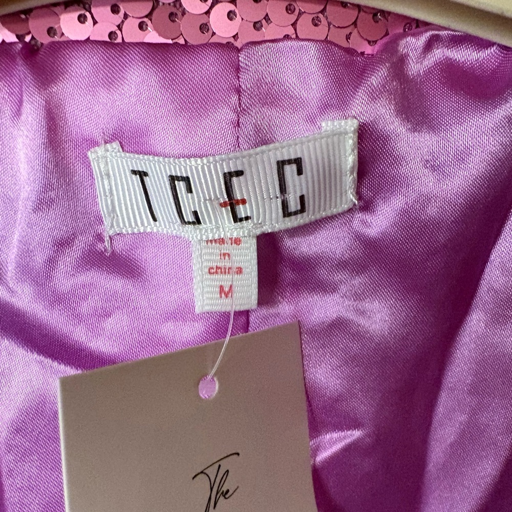 ❤️ NWT TCEC Showstopper Pink Sequin blazer Jacket size medium Valentine’s - Picture 6 of 11